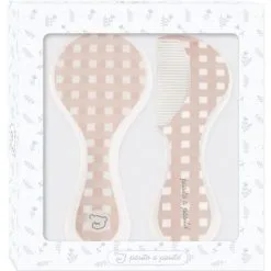 Pasito A Pasito Brosse Et Peigne Carrés Vichy Rose -Bain et soin boutique brosse et peigne carres vichy rose 4