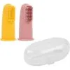 NATTOU Lot De 2 Brosses à Dents à Doigt Ocre Et Rose + étui De Protection -Bain et soin boutique lot de 2 brosses a dents a doigt ocre et rose etui de protection