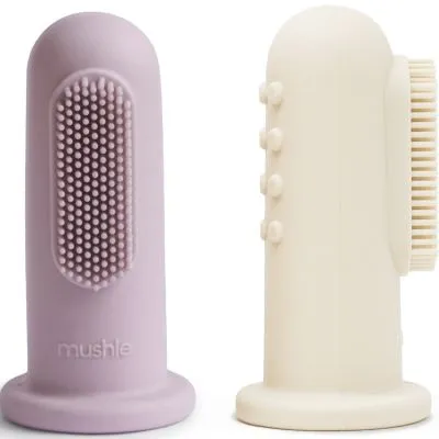 Mushie Lot De 2 Brosses à Dents à Doigt Soft Lilac/Ivory 3 Mushie Lot De 2 Brosses à Dents à Doigt Soft Lilac/Ivory