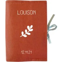 Les Griottes Protège Carnet De Santé En Lin Terracotta (personnalisable)